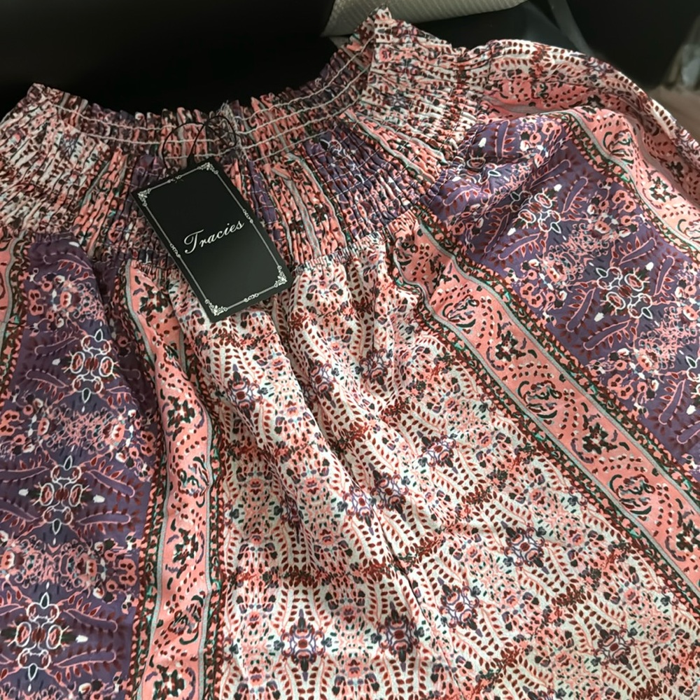 Flare pull on paisley pants